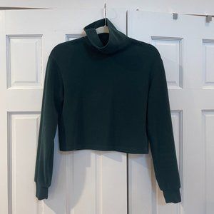 Pull & Bear Ribbed Dark Green cropped turtle neck